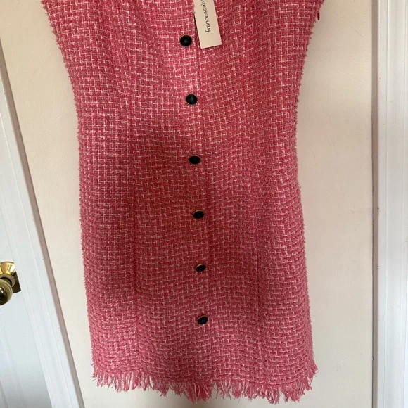 miami Pink Tweed Button-Front Mini Dress - Picture 6 of 9